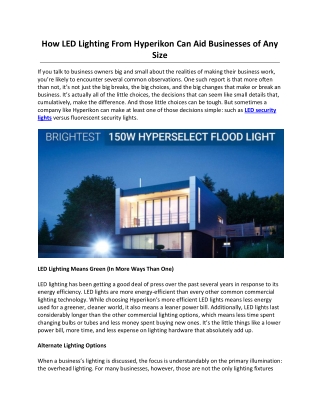 How LED Lighting From Hyperikon Can Aid Businesses of Any Size