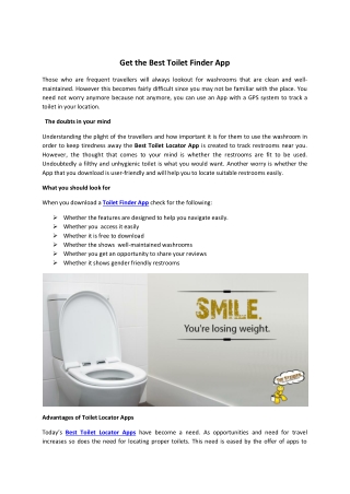 Get the Best Toilet Finder App