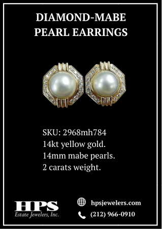 Diamond Made Pearl Earrings - HPS Estate Jewelry