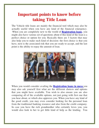 Important points to know before taking Title Loan