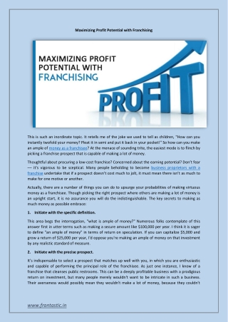Maximizing Profit Potential with Franchising