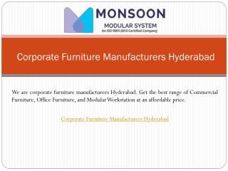 Corporate Furniture Manufacturers Hyderabad