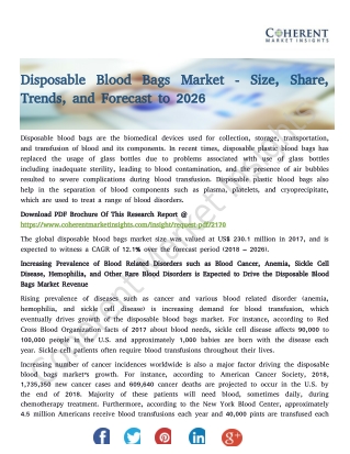 Disposable Blood Bags Market - Size, Trends, and Forecast to 2026