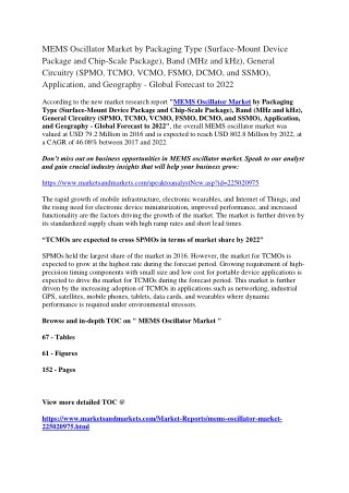 MEMS Oscillator Market | Industry Analysis and Market Forecast to 2022