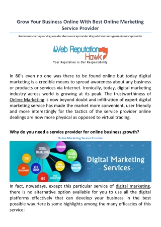 Grow Your Business Online With Best Online Marketing Service Provider