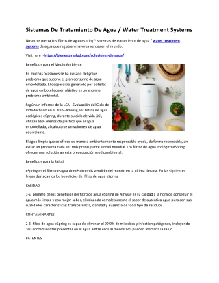 Sistemas De Tratamiento De Agua / Water Treatment Systems