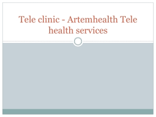 Tele clinic - Artemhealth Tele health services