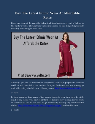 Buy The Latest Ethnic Wear At Affordable Rates