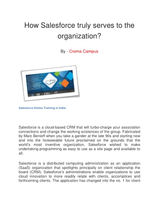 How salesforce truly serves to the organization croma campus | Croma Campus