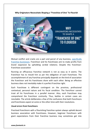 Why Originators Necessitate Shaping a “Franchise of One’ To Flourish