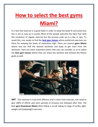 How to select the best gyms Miami?