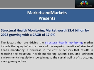 Structural Health Monitoring Market worth $3.4 billion by 2023 growing with a CAGR of 17.9%