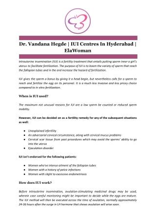 Dr. Vandana Hegde | IUI Centres In Hyderabad | ElaWoman
