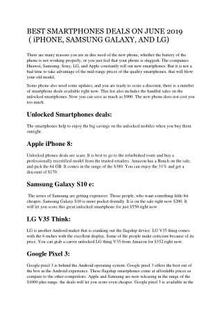 Best smartphone deals on june 2019