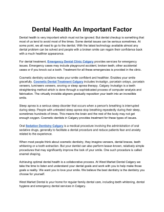 Dental Health An Important Factor