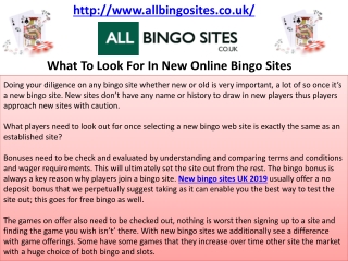 What To Look For In New Online Bingo Sites