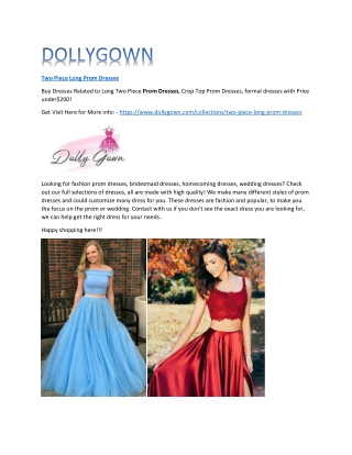 Two Piece Long Prom Dresses