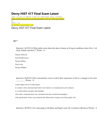 Devry HIST 417 Final Exam Latest