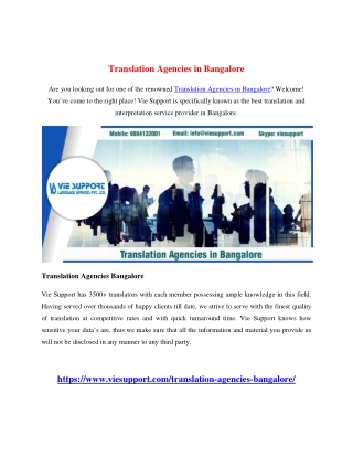 Translation Agencies in Bangalore