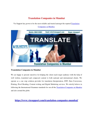 Translation Companies in Mumbai