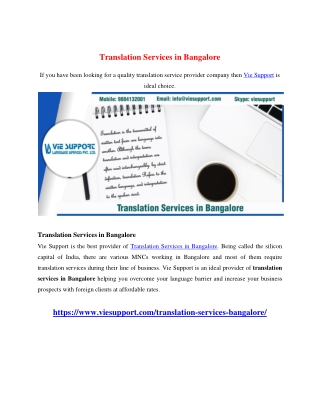 Translation Services in Bangalore