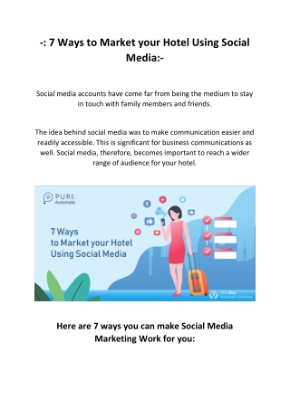 7 Ways to Market your Hotel Using Social Media - Pure Automate