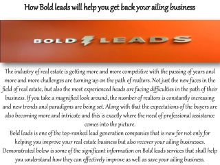 Bold Leads | How Bold leads will help you get back your ailing business