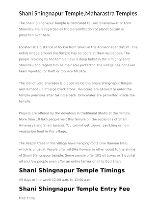 Shani Shingnapur Temple Abhisekam,How To Reach,History