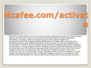 McAfee.com/Activate-Mcafee Antivirus Activation Key