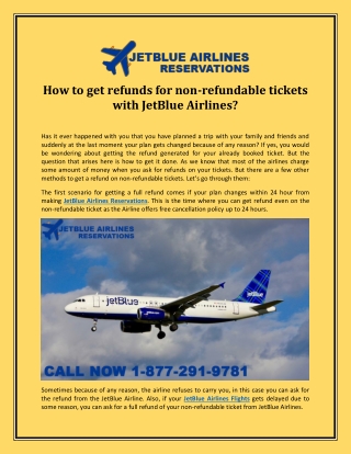 How to get refunds for non-refundable tickets with JetBlue Airlines?