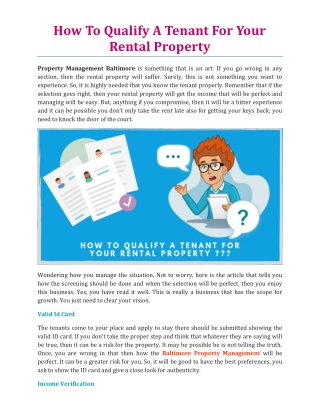 How to Qualify a Tenant for Your Rental Property