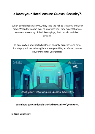 Does your Hotel ensure Guests' Security? - Pure Automate