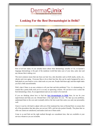 Looking For the Best Dermatologist in Delhi?