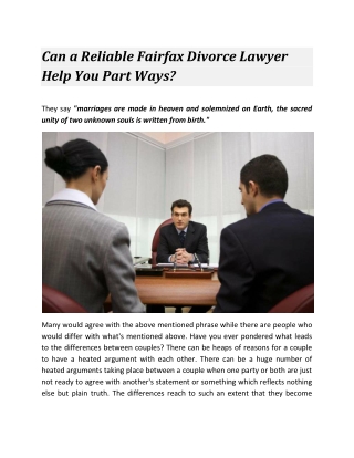 Can a Reliable Fairfax Divorce Lawyer Help You Part Ways?