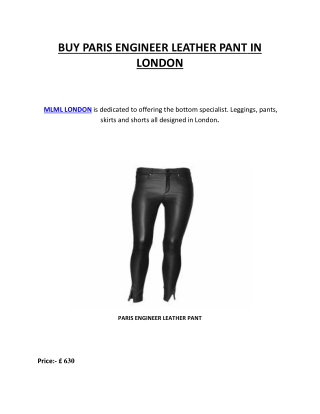 BUY PARIS ENGINEER LEATHER PANT IN LONDON