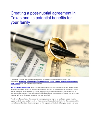 Creating a post-nuptial agreement in Texas and its potential benefits for your family