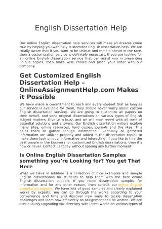 Online English Dissertation Help- Online Assignment Help