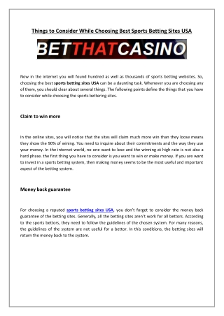 Things to consider while choosing best sports betting sites usa