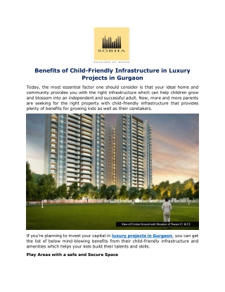 Benefits of Child-Friendly Infrastructure in Luxury Projects in Gurgaon