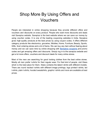 Shop More By Using Offers and Vouchers