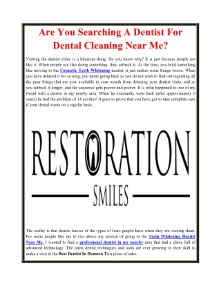 Are You Searching A Dentist For Dental Cleaning Near Me