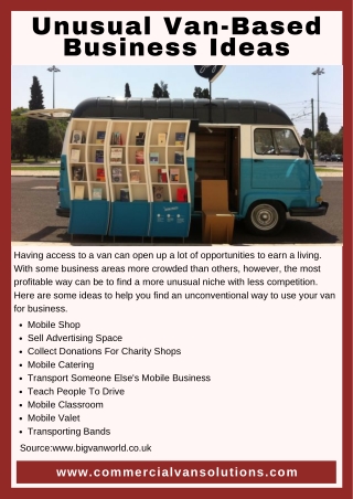 Unusual Van-Based Business Ideas