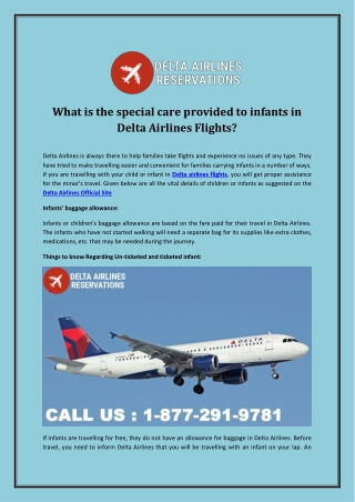 What is the special care provided to infants in Delta Airlines Flights