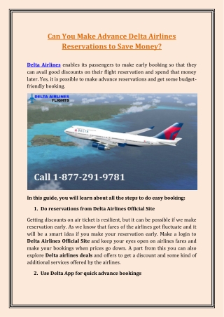 Can You Make Advance Delta Airlines Reservations to Save Money?