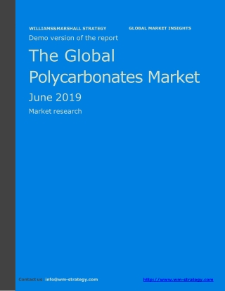 WMStrategy Demo The Global Polycarbonates Market June 2019