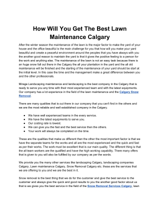 How Will You Get The Best Lawn Maintenance Calgary