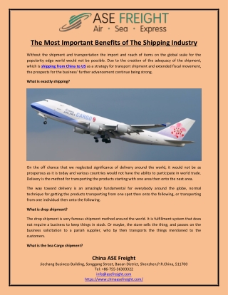 The Most Important Benefits Of The Shipping Industry