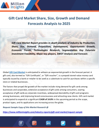 Gift Card Market Share, Size, Growth and Demand Forecasts Analysis to 2025