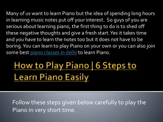 Easy steps to Learn Piano | How to Play Piano