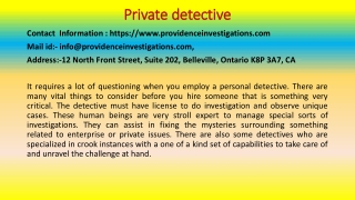 In 10 Minutes, I'll give you the Truth about Private detective